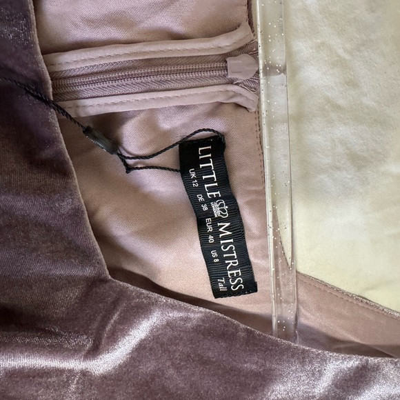 Little Mistress Tall Velvet Top Mini Skater Dress With Tulle Skirt - Picture 10 of 11